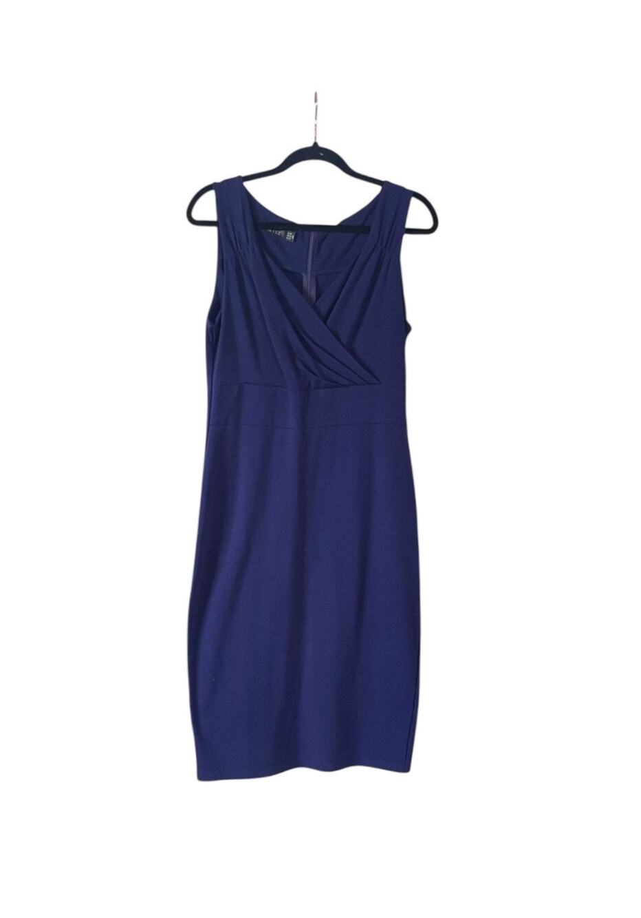 Homeyee Dress Faux Wrap Stretchy Sleeveless Royal Blue XL